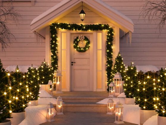 christmas decorated porch